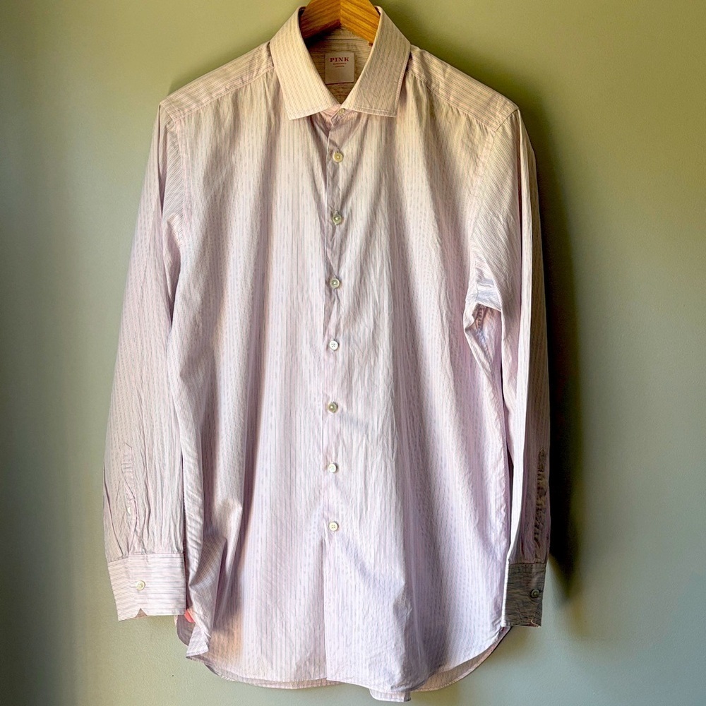 THOMAS PINK Light Pink Dress Shirt size 17 neck slim fit.